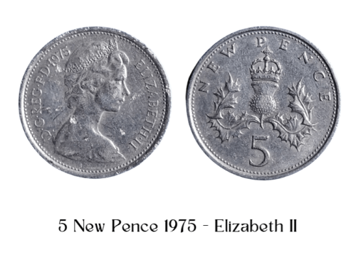 5 New Pence 1975 Elizabeth II - Rare Coins from the United Kingdom Arouse Great Interest