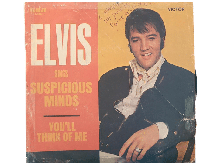 Elvis Presley - Sings Suspicious Minds, "You'll Think Of Me" Single Record Disc,  Vinyle 45 Tours