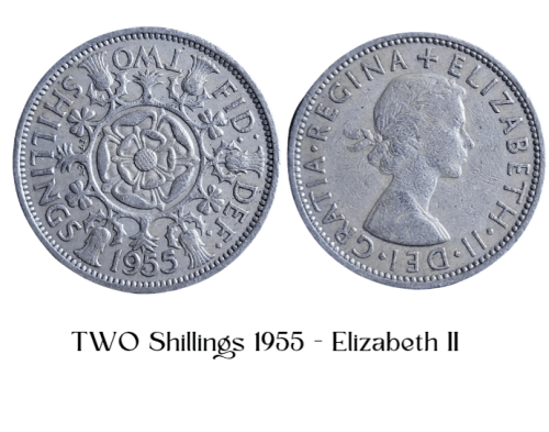 2 Shillings 1955, Elizabeth II : Cette Pièce de 2 Shillings (2s) est une Véritable Pièce de Collection.