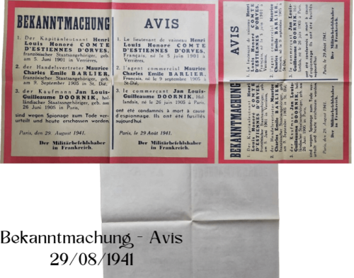 Bekanntmachung Avis 29 /08/1941 - Affiche